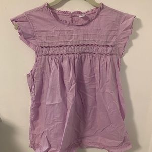 Lavender, ruffled blouse